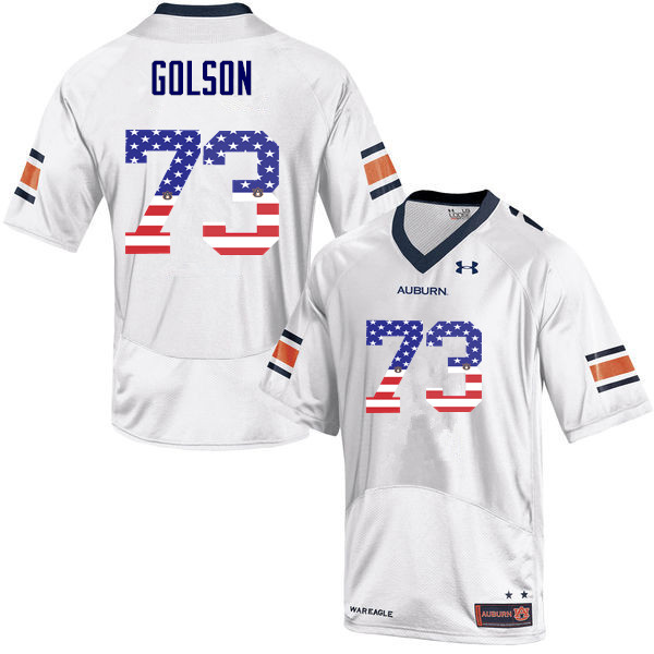 Men #73 Austin Golson Auburn Tigers USA Flag Fashion College Football Jerseys-White - Click Image to Close